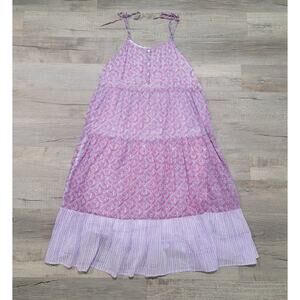 Clara The Label Size Large Alana Tiered Geometric Print Maxi Dress Purple *Read*